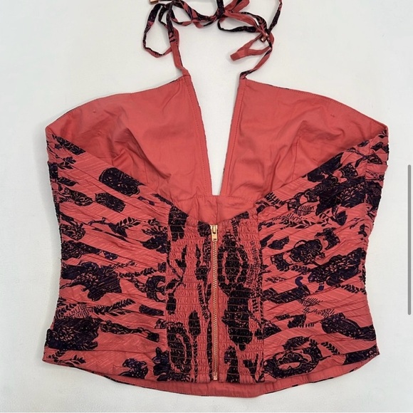 🩷 Anthropologie Ruched Toile Floral Print Halter Top 🩷 - Picture 5 of 12